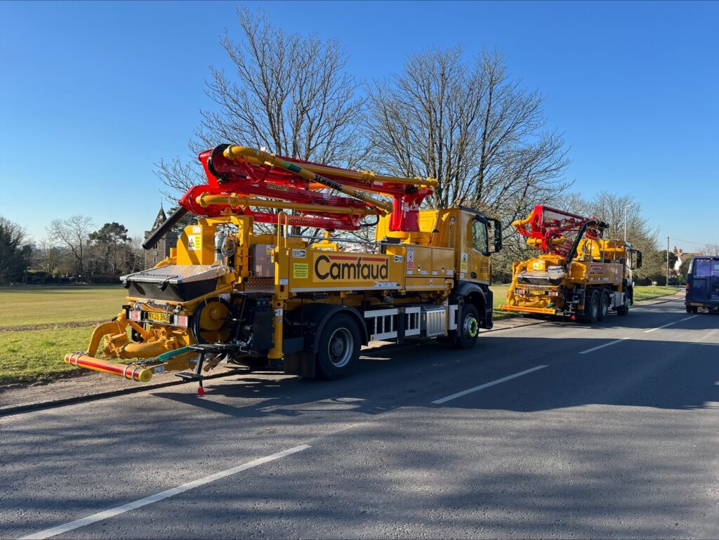 Two Schwing Mobile Concrete Pumps in Camfaud colours